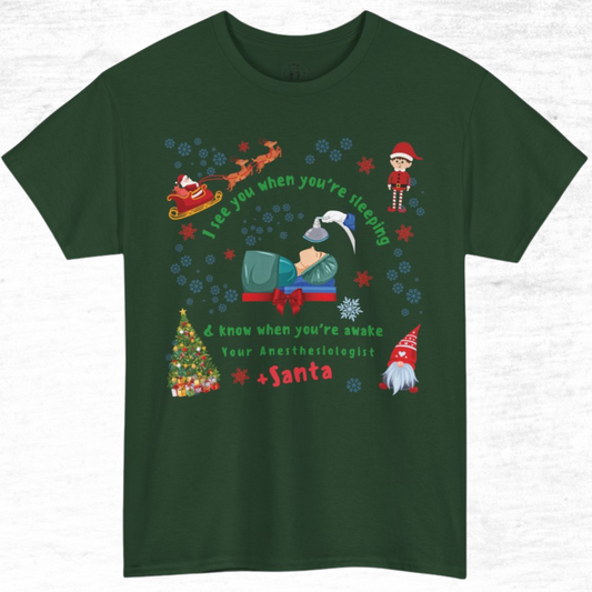 CRNA Christmas T- Shirt - I See You When You're Sleeping
