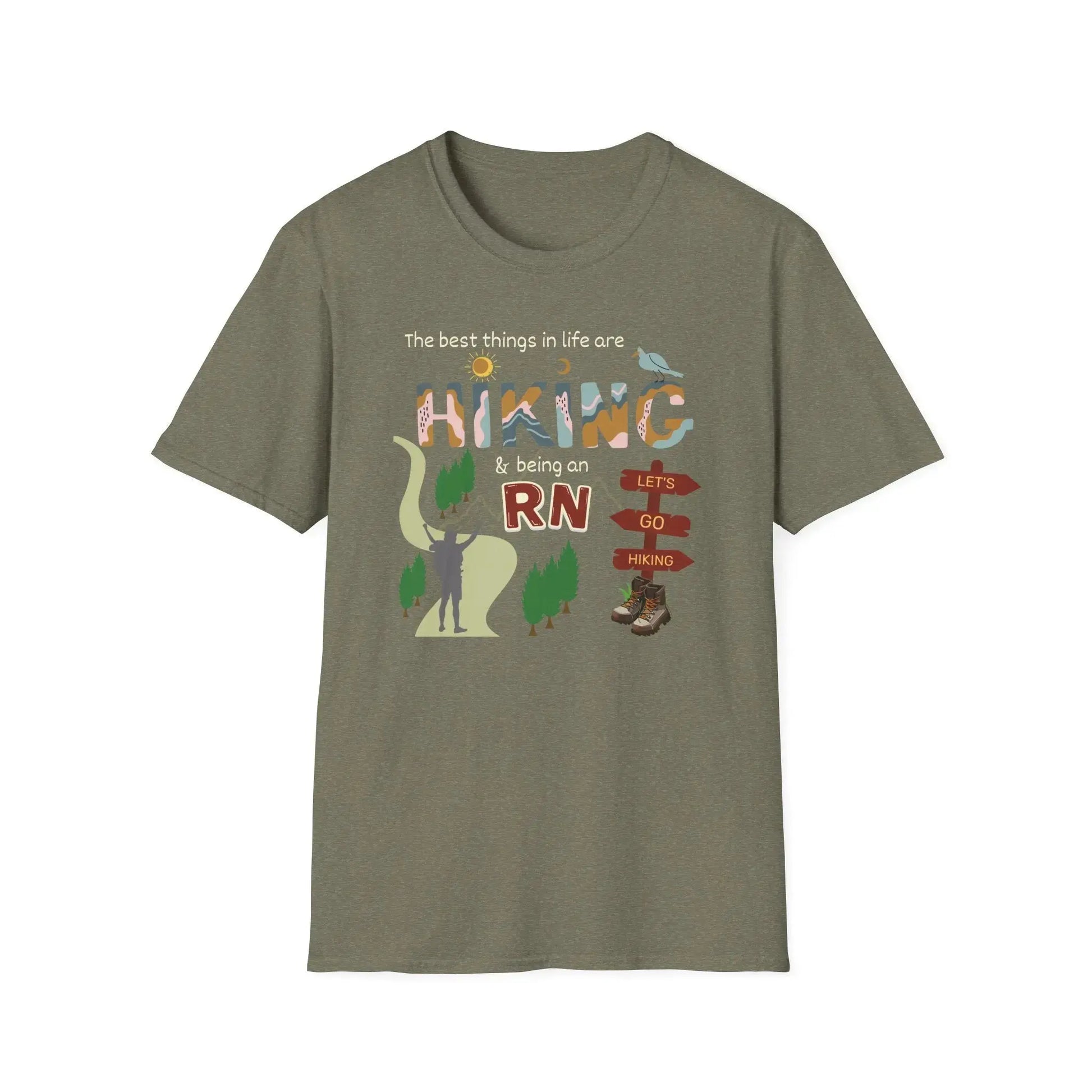Hiking RN T-Shirt Heather Military Green