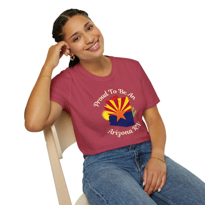 woman wearing a Proud To Be An Arizona RN Pride T-Shirt heather cardinal