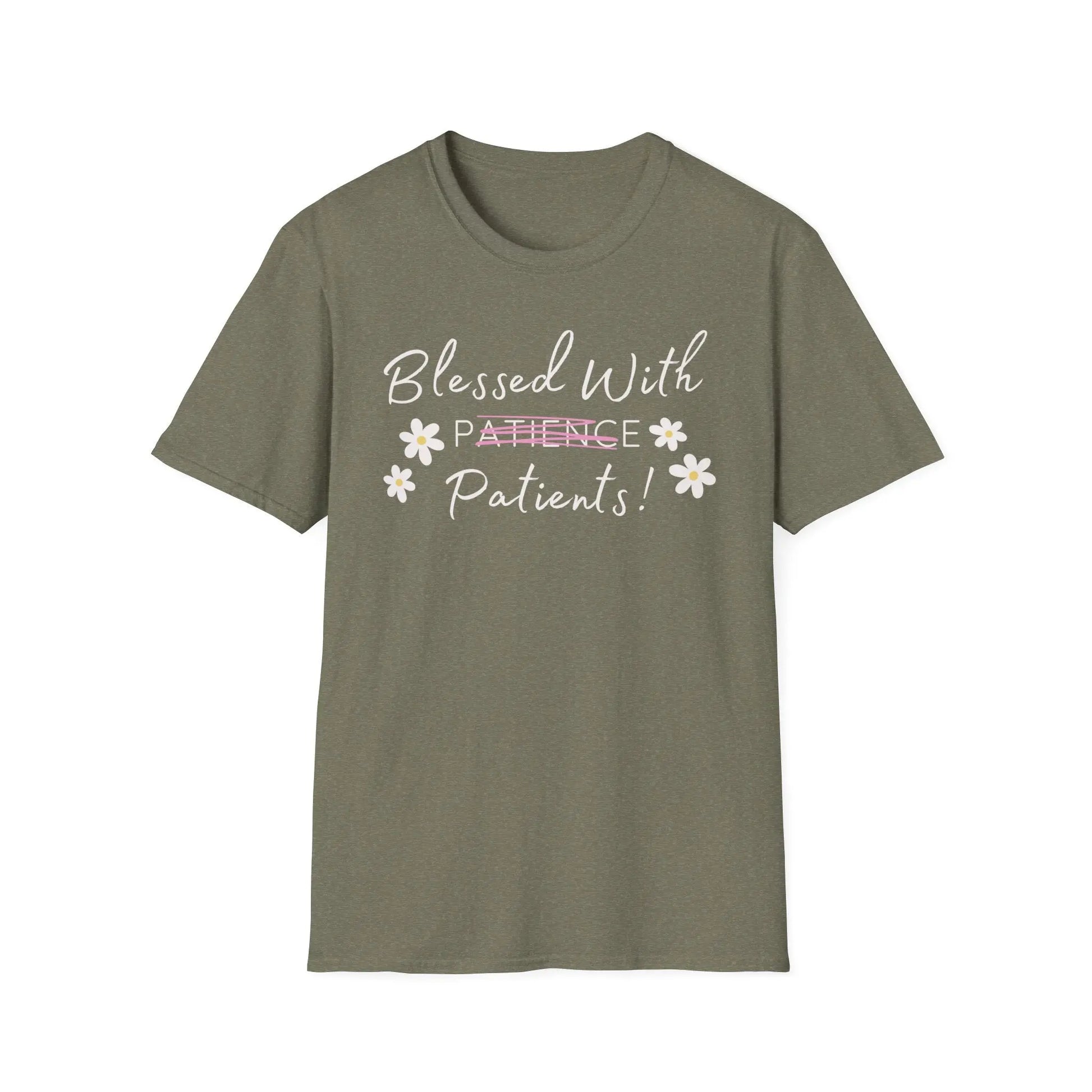Blessed with Patient patience T-Shirt Heather Military Green