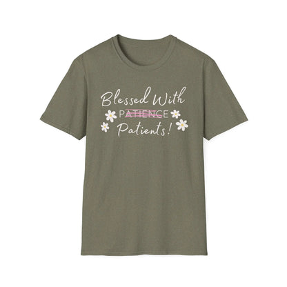 Blessed with Patient patience T-Shirt Heather Military Green