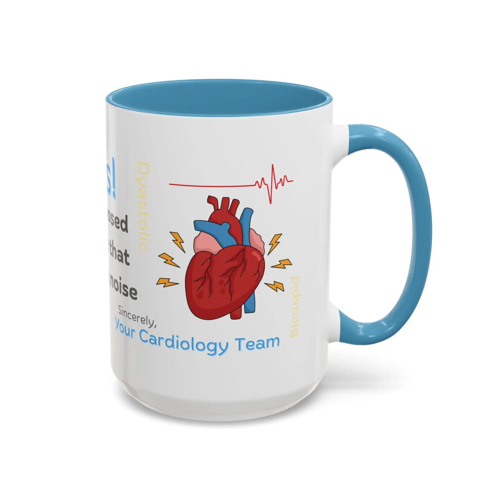 Mug with heart design and 'Cardiology Team' text on a white background