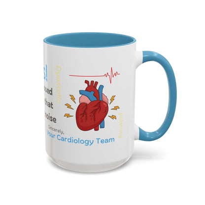 Mug with heart design and 'Cardiology Team' text on a white background
