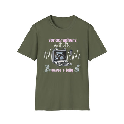 sonographers Waves & Jelly T-Shirt Military Green