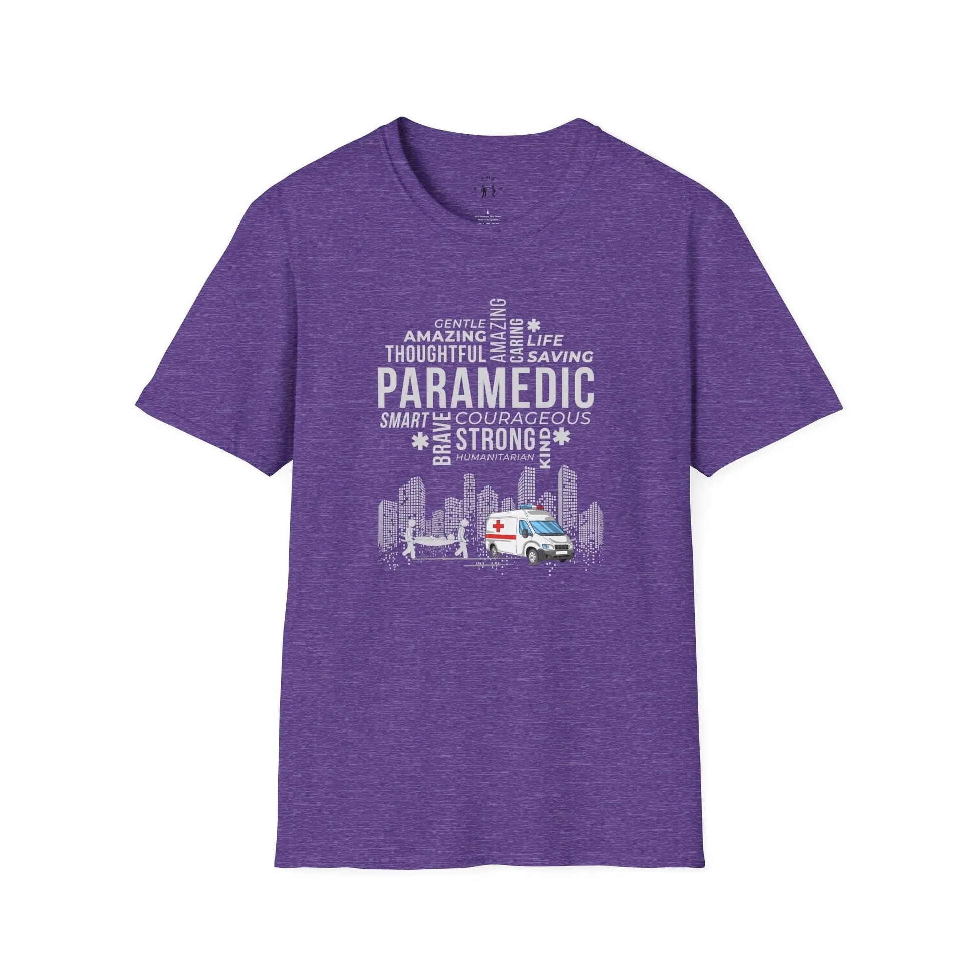 Paramedic Tribute T-Shirt Gentle Amazing Thoughtful Caring Life Saving Smart Brave Courageous Strong Kind Heather Purple