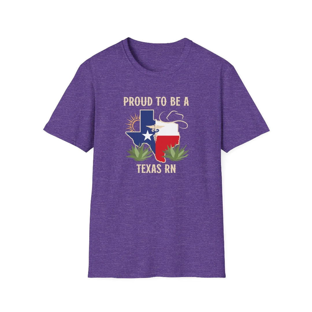 Proud to be a Texas RN T-Shirt T-Shirt Heather Purple