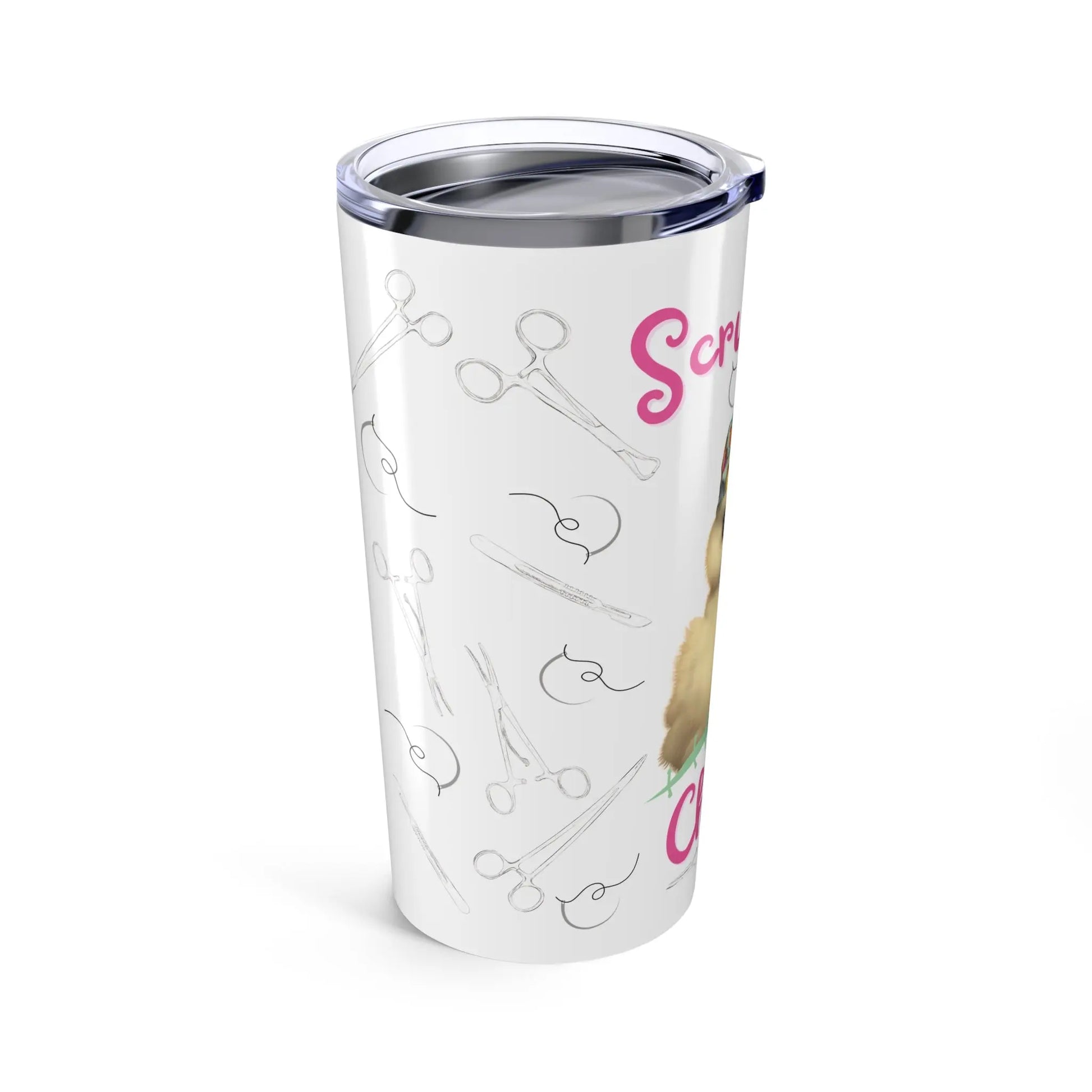 20oz Tumbler With A Baby Chick And Surgical Sutures And Instruments