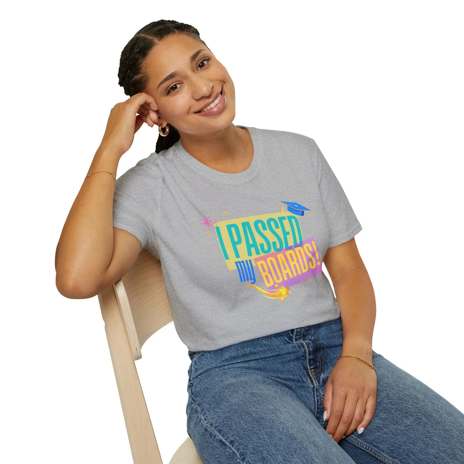 woman wearing I Passed my Boards T-Shirt