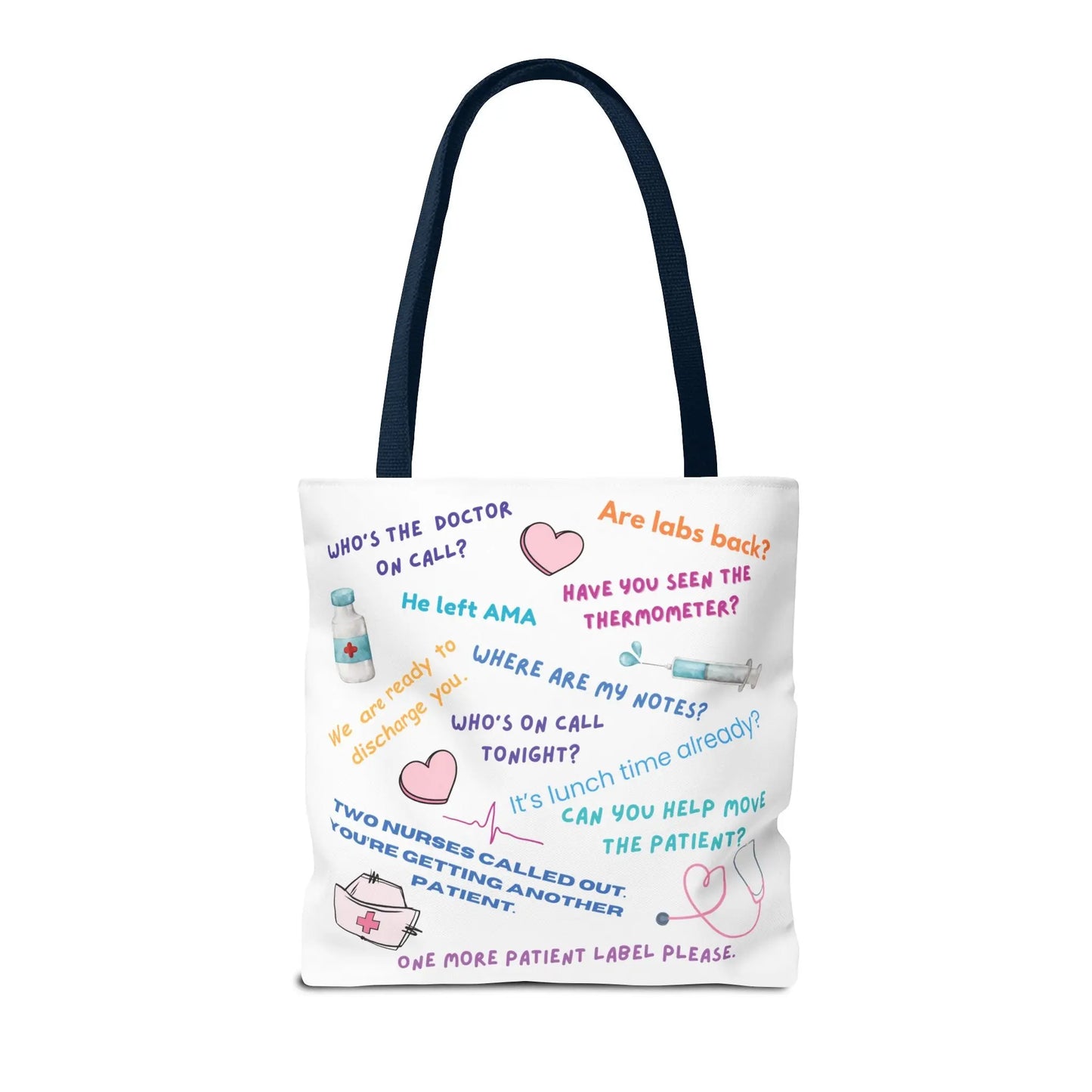 Nurse Quotes - Tote Bag 16" × 16'' Navy
