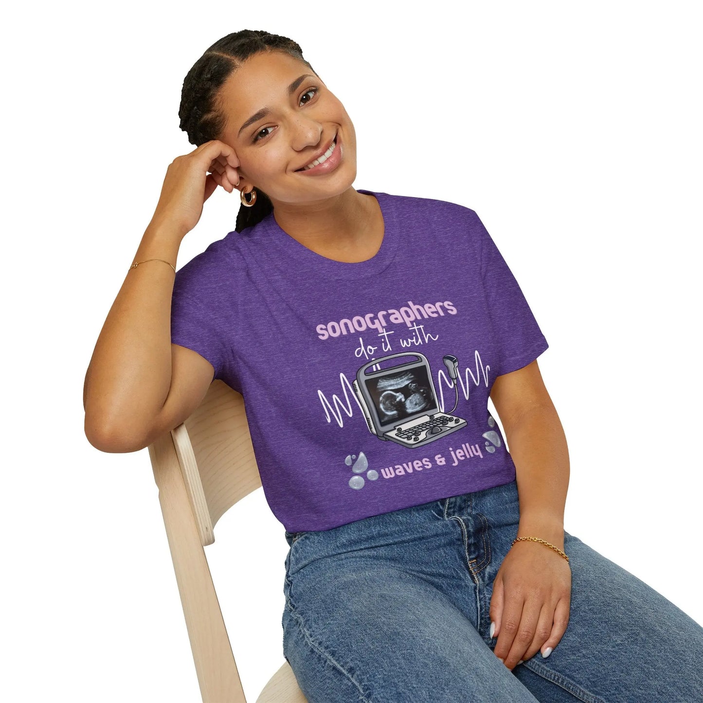 woman in sonographers Waves & Jelly T-Shirt